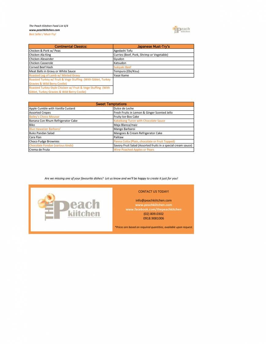  Pricelists of The Peach Kiitchen 7 Antonio Roxas Chua Circle Pacific Village - Photo 4 of 4