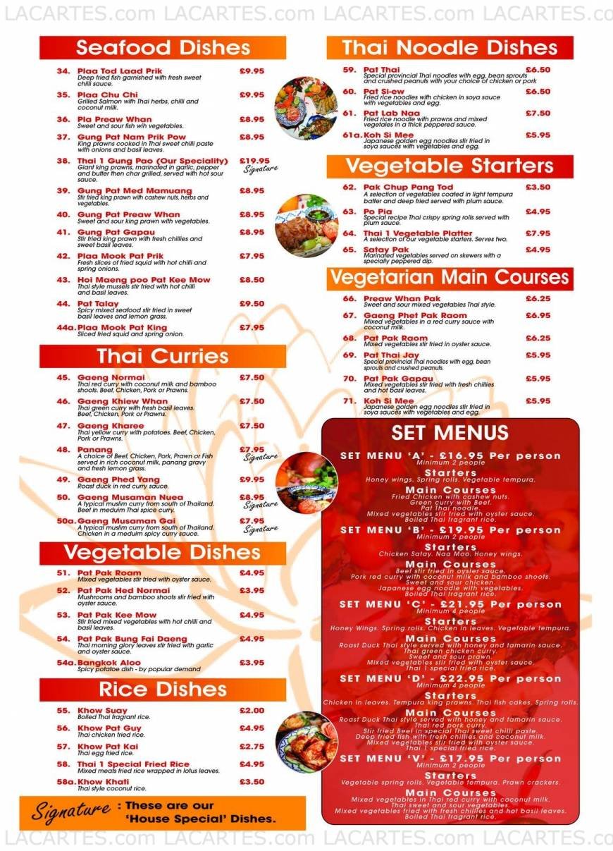  Pricelists of Thai-1 Thai Restaurant - Colchester 82a East Hill - Photo 2 of 4