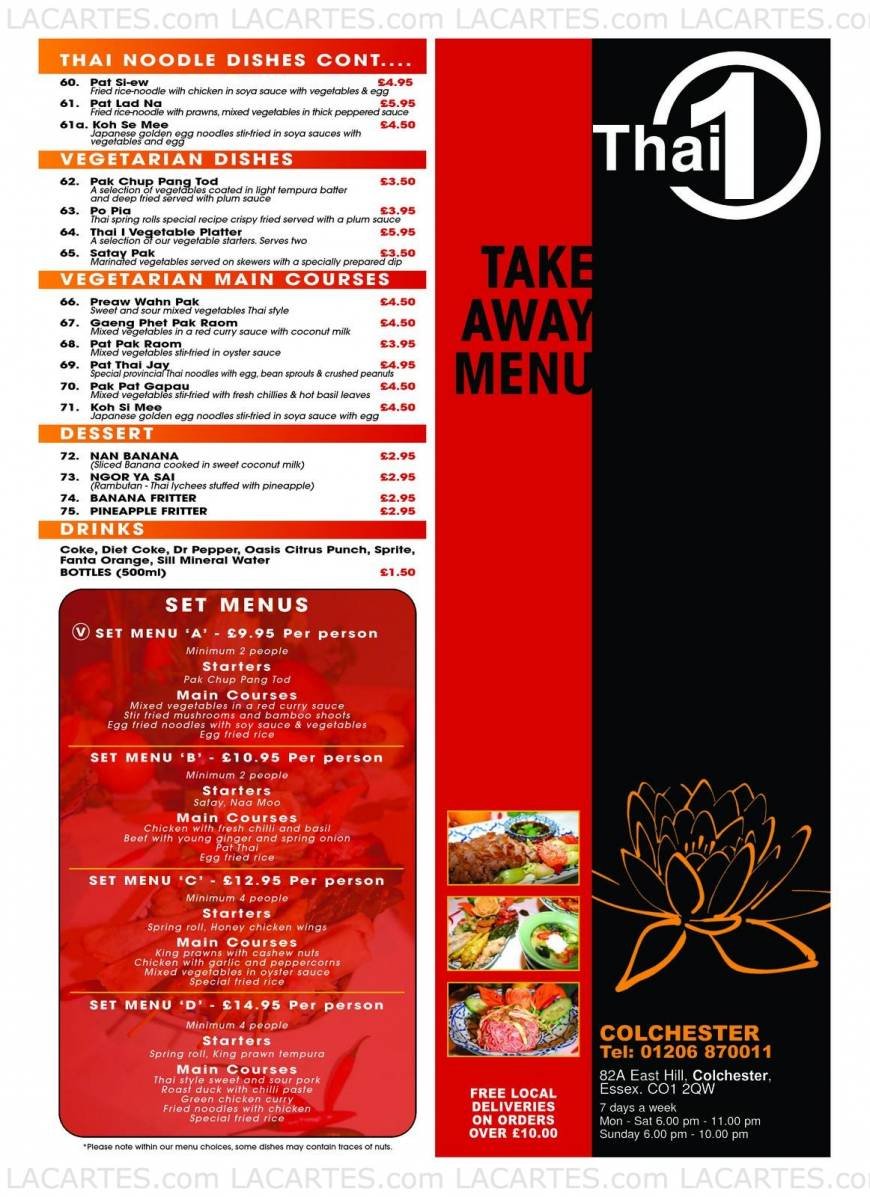  Pricelists of Thai-1 Thai Restaurant - Colchester 82a East Hill - Photo 3 of 4