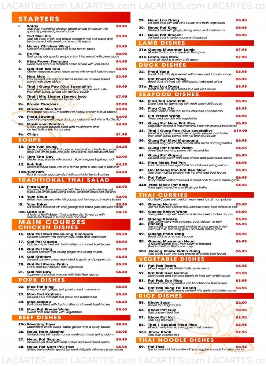  Pricelists of Thai-1 Thai Restaurant - Colchester 82a East Hill - Photo 4 of 4