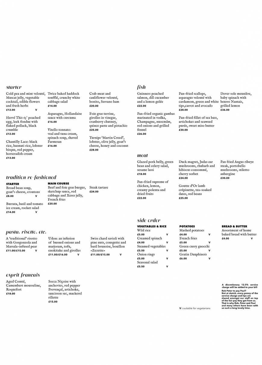  Pricelists of Sketch Restaurant 9 conduit street  - Photo 10 of 18
