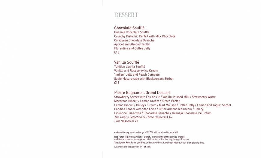  Pricelists of Sketch Restaurant 9 conduit street  - Photo 12 of 18
