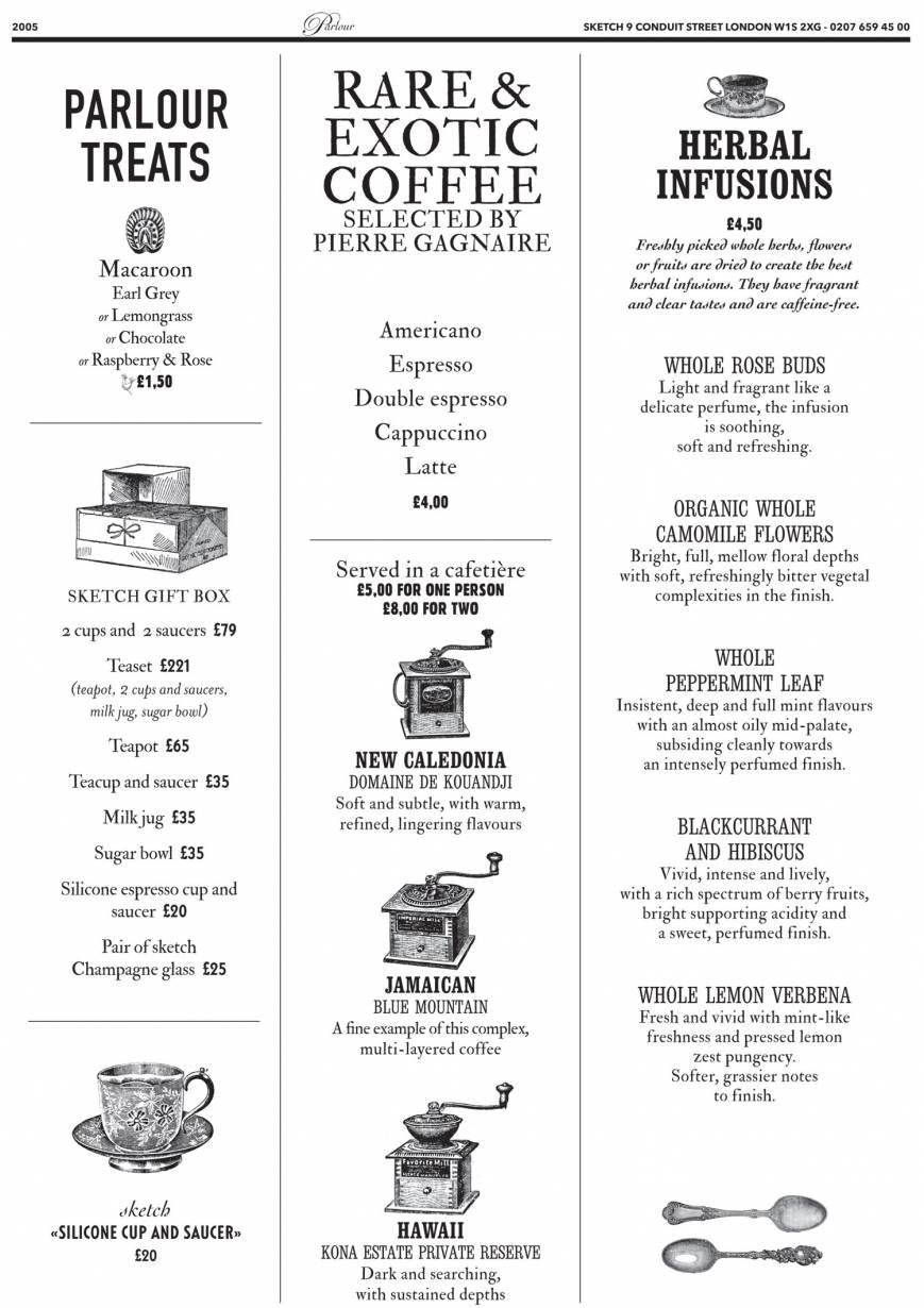  Pricelists of Sketch Restaurant 9 conduit street  - Photo 4 of 18
