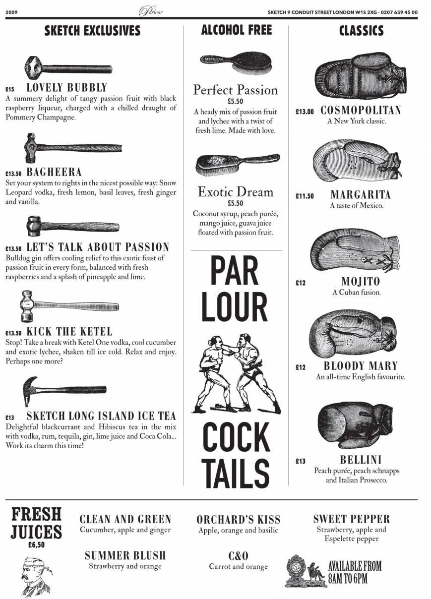  Pricelists of Sketch Restaurant 9 conduit street  - Photo 2 of 18