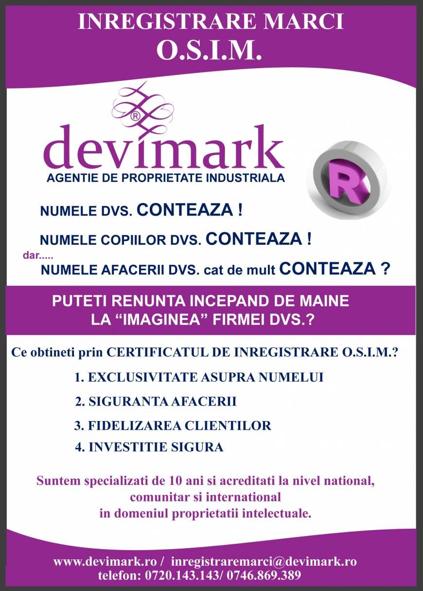  Pricelists of DEVIMARK INREGISTRARE MARCI STR. VIRGIL FULICEA NR. 19, AP. 2, - Photo 1 of 1