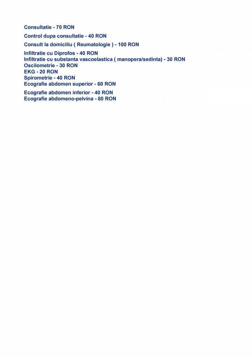  Pricelists of CABINET MEDICAL REUMATOLOGIE Bld COnstantin Brancoveanu 110 D - Photo 1 of 1