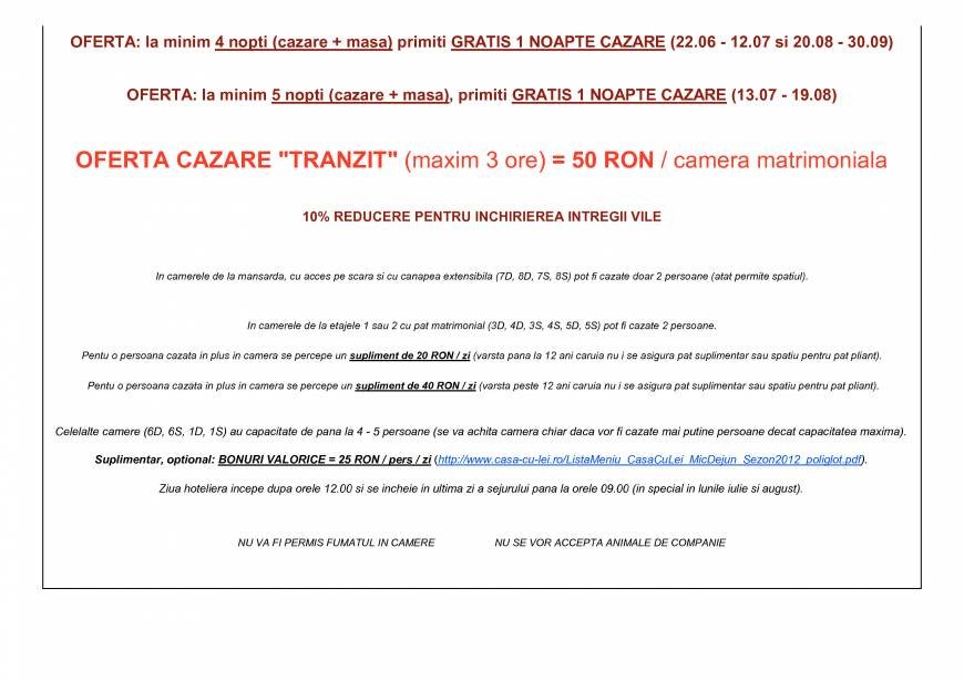  Pricelists of Vila CASA CU LEI *** Eforie Nord & Restaurant PARC Sud Mamaia Mesteacanului 20B - Photo 2 of 2