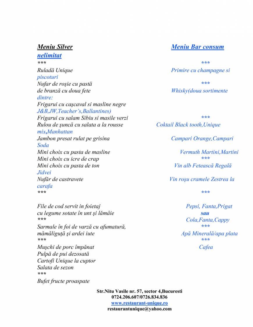  Pricelists of Restaurant Unique Str Nitu Vasile 57 - Photo 1 of 8