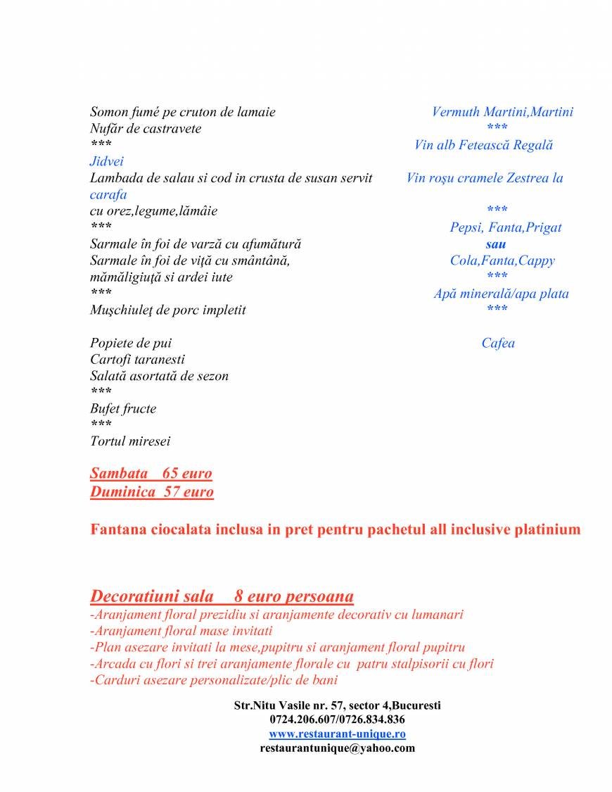  Pricelists of Restaurant Unique Str Nitu Vasile 57 - Photo 4 of 8