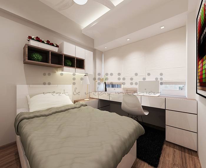 Prevent your space from looking too stark, have a variation! Use a few different tones of white and layer them in the space. With a combination of cozy furnitures your white bedroom can be a very relaxing haven. 3D Design Concept Bedroom of Rezt & Relax Interior 33 Ubi Avenue 3 #02-09 Vertex Tower B - Photo 2 of 4 Prevent your space from looking too stark, have a variation! Use a few different tones of white and layer them in the space. With a combination of cozy furnitures your white bedroom can be a very relaxing haven. 3D Design Concept Bedroom of Rezt & Relax Interior 33 Ubi Avenue 3 #02-09 Vertex Tower B - Photo 2 of 4