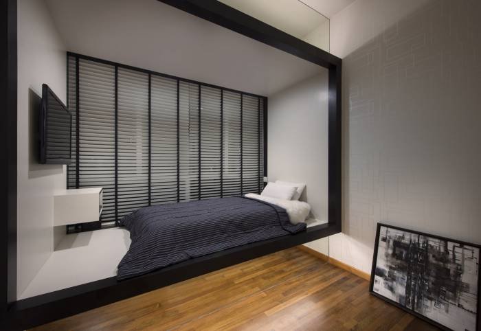 The design of this bedroom will make anyone think that your bed is floating. Perfect for people who like to sleep in the nook. Penthouse Elliot at the East Coast by Leonard Chung of Rezt & Relax Interior 33 Ubi Avenue 3 #02-09 Vertex Tower B - Photo 4 of 5 The design of this bedroom will make anyone think that your bed is floating. Perfect for people who like to sleep in the nook. Penthouse Elliot at the East Coast by Leonard Chung of Rezt & Relax Interior 33 Ubi Avenue 3 #02-09 Vertex Tower B - Photo 4 of 5