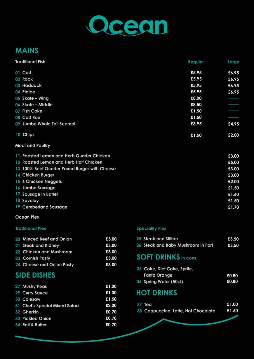  Pricelists of Ocean Restaurant 76-78 High Street  - Photo 3 of 3
