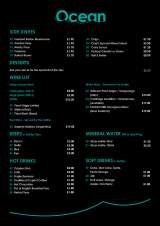 Menus & Prices, Ocean Restaurant, Waltham Cross  