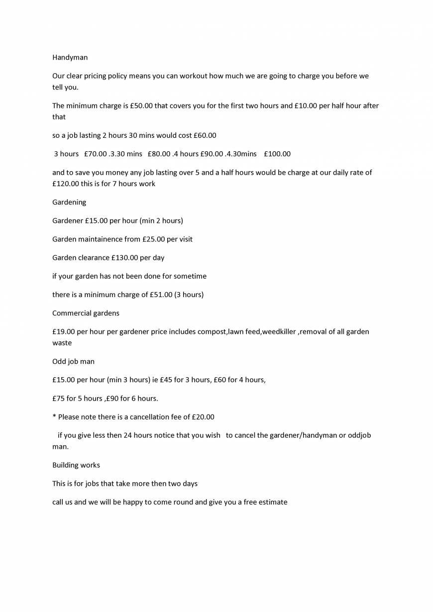  Pricelists of All in one home and garden maintenance 21 Palace view road - Photo 1 of 1