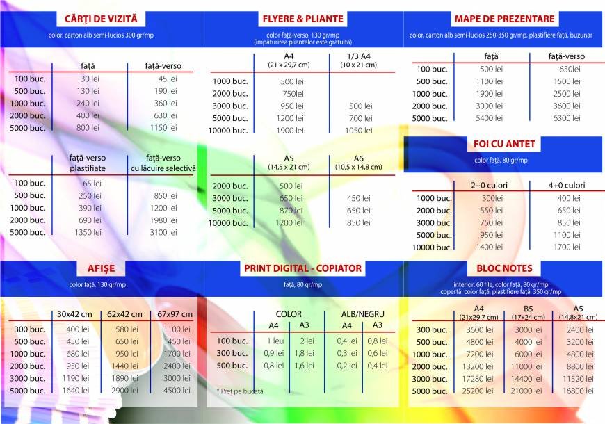  Pricelists of OTOPRINT SRL Calea Bucurestilor nr. 46 - Photo 1 of 1