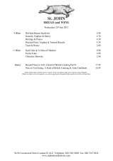 Menus & Prices, St. John Bread and Wine, London
