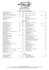 Menus & Prices, St. John Bread and Wine, London