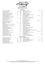 Menus & Prices, St. John Bread and Wine, London