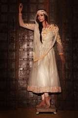 LIGHT GOLD TULLE NET ANARKALI WITH CUTWORK EMBROIDERY IN STONES, BEADS  SF Collection 4 Highfield 