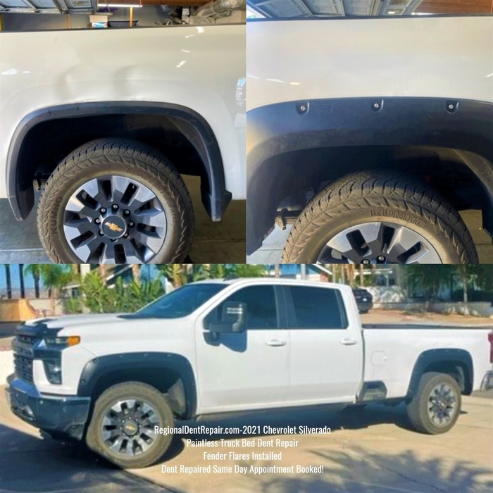 Paintless Truck Bed Dent Repair & Install fender Flares Norco, CA<br />
2021 Chevrolet Duramax 2500 Paintless Dent Repair Corona California, USA of Regional Dent Repair 861 Nottingham Dr. - Photo 2 of 9 Paintless Truck Bed Dent Repair & Install fender Flares Norco, CA<br />
2021 Chevrolet Duramax 2500 Paintless Dent Repair Corona California, USA of Regional Dent Repair 861 Nottingham Dr. - Photo 2 of 9