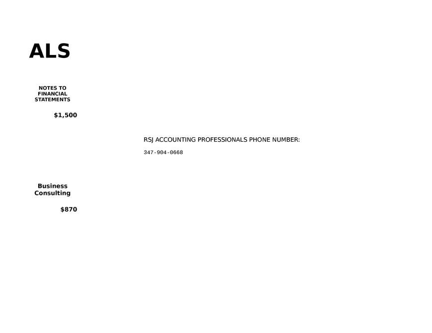  Pricelists of RSJ ACCOUNTING PROFESSIONALS 1221 AVE OF THE AMERICAS - Photo 2 of 4