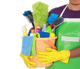 Portrait of man with cleaning equipment ready to clean house GebÃ¤udereinigung Stuttgart City LibanonstraÃŸeÂ 85 