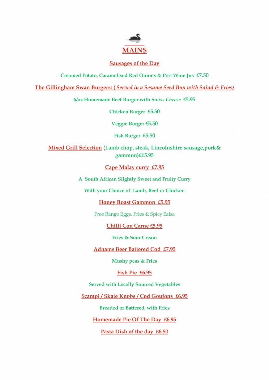  Pricelists of Gillingham Swan Restaurant The Swan Inn and Motel Loddon Road Gillingham  - Photo 5 of 6