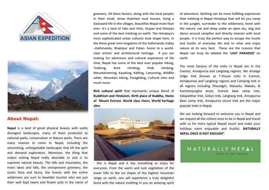  Pricelists of Asian Expedition Pvt. Ltd. Thamel, Kathmandu, Nepal - Photo 7 of 25