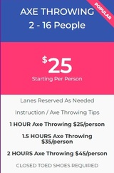 Menus & Prices, Tribal Axe, Virginia Beach