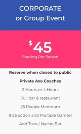 Menus & Prices, Tribal Axe, Virginia Beach