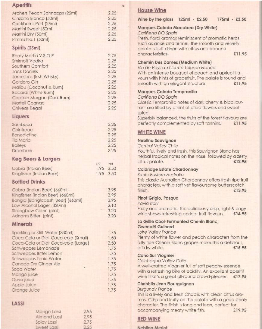  Pricelists of Spice Paradise 41 Magdalen Street   - Photo 2 of 2