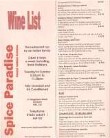 Menus & Prices, Spice Paradise, Norwich