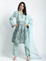 Sky Blue Peplum Inspired Cotton Kameez, Doli Bridal London LTD, London