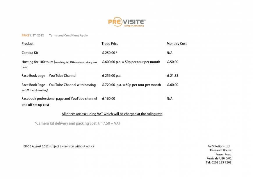  Pricelists of PAL Solutions Ltd Research House, Fraser Road - Photo 1 of 1