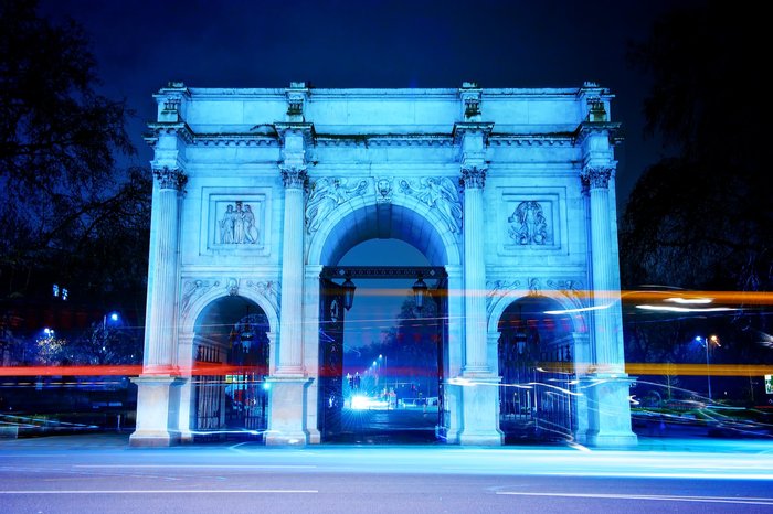 Marble Arch, London at night with light streaks. Architecture & Interiors of PixBeat Photo 74 Rosemary Way - Photo 22 of 31