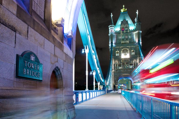 London's Tower Bridge at night, illuminated in blue. Architecture & Interiors of PixBeat Photo 74 Rosemary Way - Photo 19 of 31