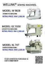 Menus & Prices, wellink sewing machine trading, Seri Kembangan