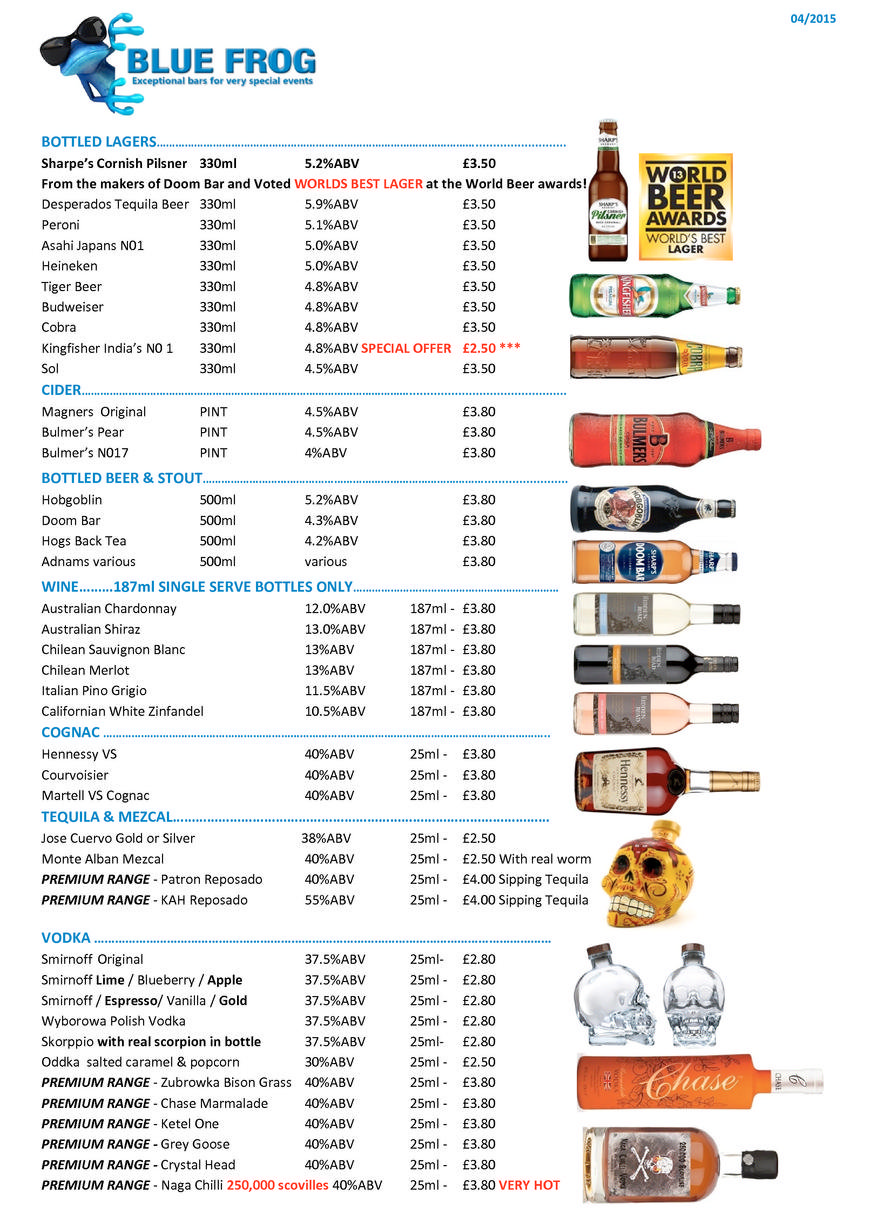  Pricelists of Blue Frog Mobile Event Bars Ltd 1 Ellen Gardens - Photo 2 of 4