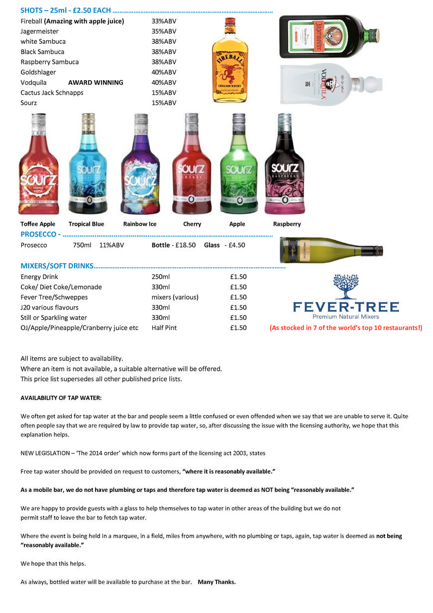  Pricelists of Blue Frog Mobile Event Bars Ltd 1 Ellen Gardens - Photo 1 of 4