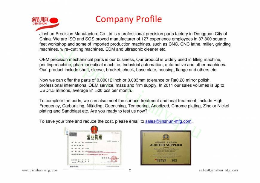  Pricelists of Jinshun Precision Manufacture Co Ltd Building A1, Baoanwei Industrial Area, - Photo 2 of 10