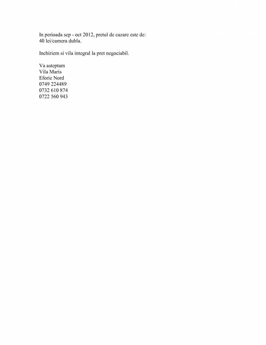  Pricelists of VILA MARIS ** EFORIE NORD MARGARETEI 5 - Photo 1 of 1