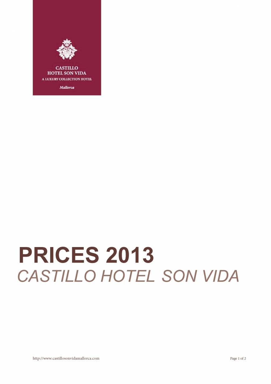  Pricelists of Castillo Hotel Son Vida C/Raixa 2, Urbanization Son Vida - Photo 1 of 2
