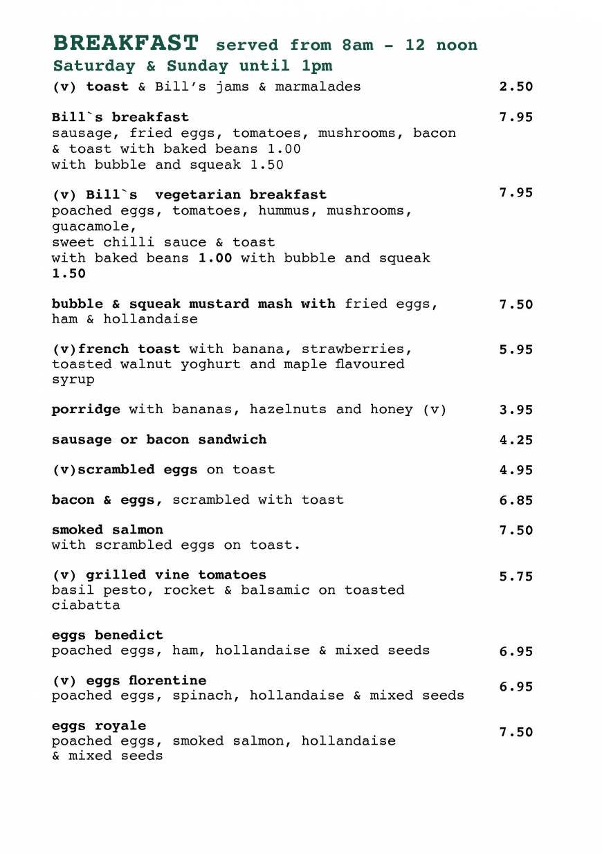 Pricelists of Bill's Restaurant - Cambridge 34 â€“ 35 Green Street  - Photo 1 of 3