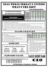 Menus & Prices, Real World Combat & Fitness, Drimoleague