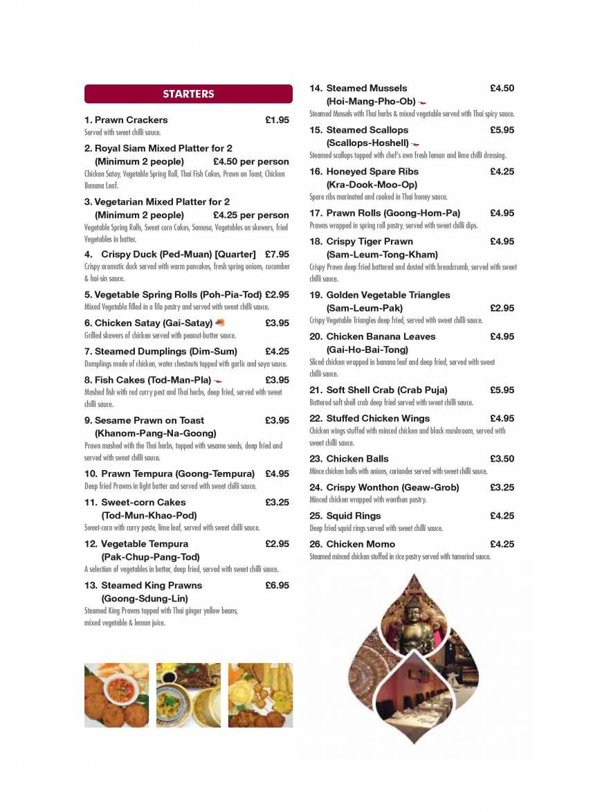  Pricelists of Royal Siam Thai Restaurant 83-85 Lowfield Street   - Photo 3 of 8