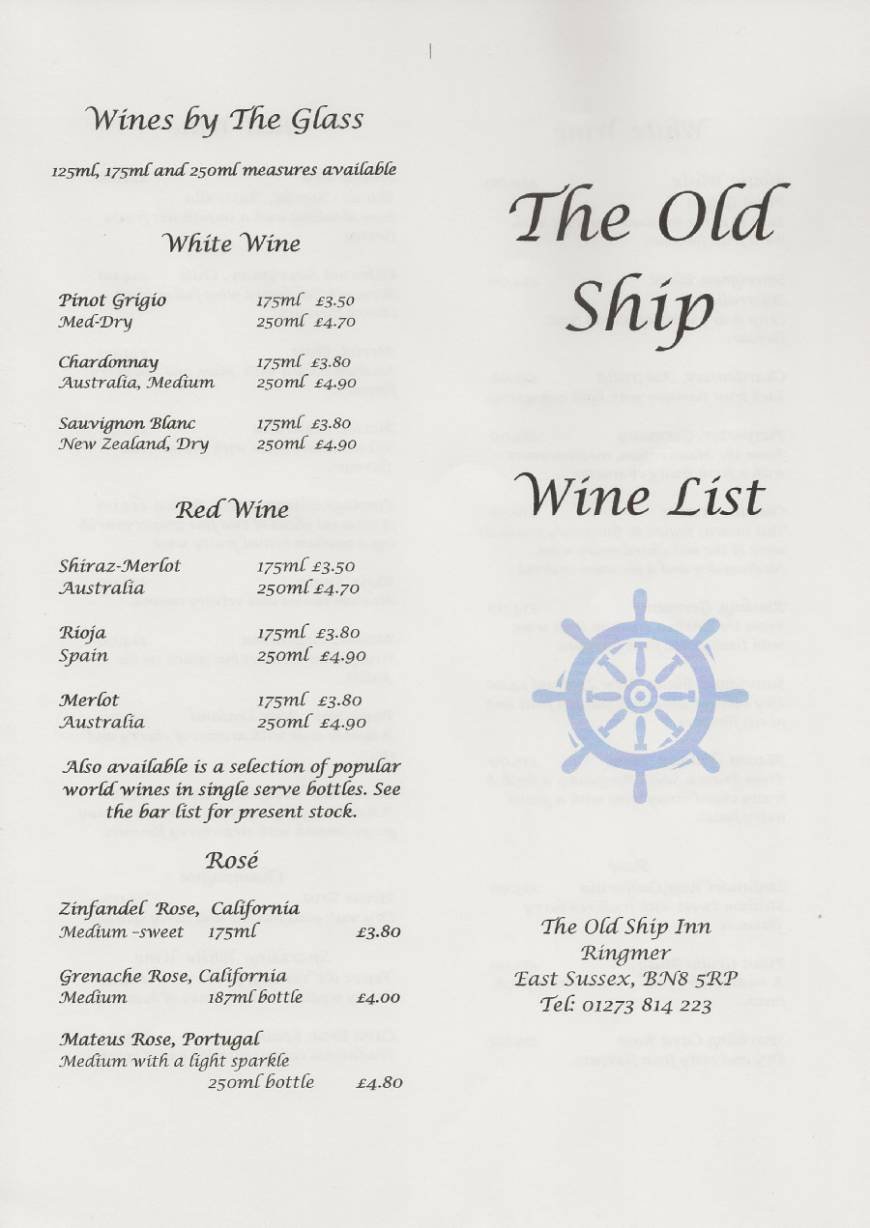  Pricelists of The Old Ship Inn Uckfield Road  - Photo 2 of 2