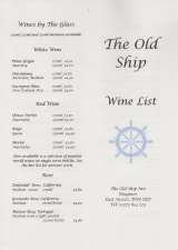 Menus & Prices, The Old Ship Inn, Ringmer
