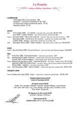 Menus & Prices, La Peniche, Dublin