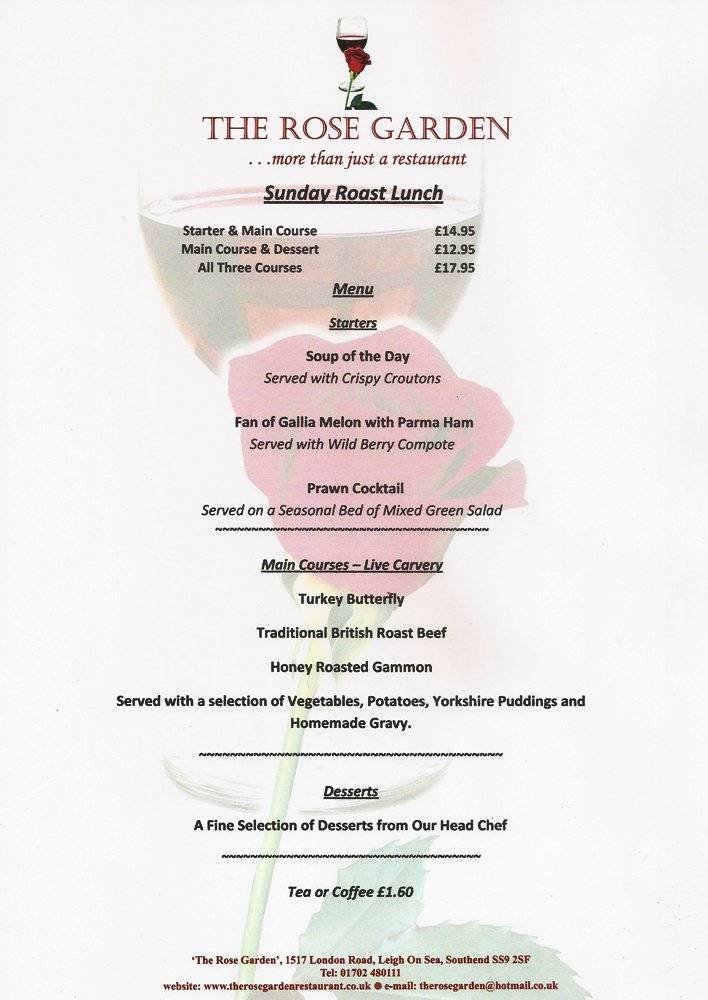  Pricelists of The Rose Garden Restaurant at the Harry Free House 1517 London Road, Leigh-on-sea  - Photo 4 of 9