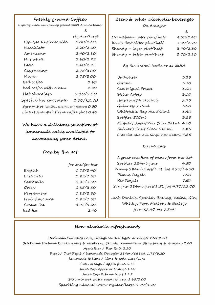  Pricelists of The Harbour Garden Cafe South Quay - Photo 1 of 2